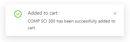 Screenshot showing 'Added to Cart' success notification