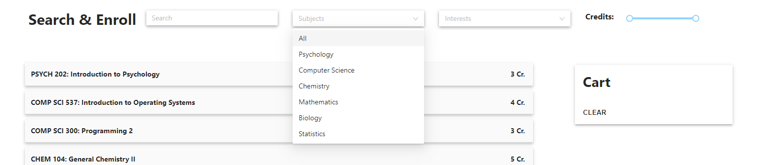 Screenshot of the search bar and filter components before heuristic evaluation